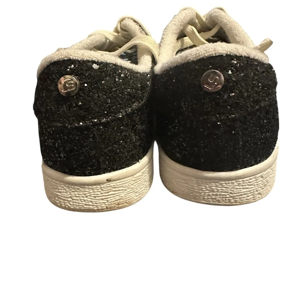 LUCKY STEP Glitter Sneakers Lace up Fashion Sneakers black  GLITTER. SIZE 7